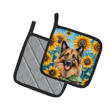 Load image into Gallery viewer, Belgian Tervuren in Sunflowers Pot Holders - Set of 2 Decorative Kitchen Helpers | Made in the USA