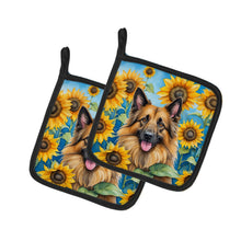 Load image into Gallery viewer, Belgian Tervuren in Sunflowers Pot Holders - Set of 2 Decorative Kitchen Helpers | Made in the USA