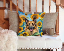 Load image into Gallery viewer, Belgian Tervuren in Sunflowers Throw Pillow - 14x14 Decorative Pillow – Art for Your Home &amp; Patio