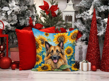 Load image into Gallery viewer, Belgian Tervuren in Sunflowers Throw Pillow - 14x14 Decorative Pillow – Art for Your Home &amp; Patio
