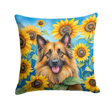 Load image into Gallery viewer, Belgian Tervuren in Sunflowers Throw Pillow - 14x14 Decorative Pillow – Art for Your Home &amp; Patio