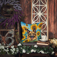 Load image into Gallery viewer, Belgian Tervuren in Sunflowers Throw Pillow