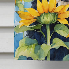 Load image into Gallery viewer, Bernedoodle in Sunflowers House Flag