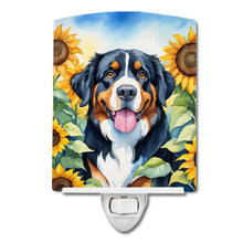 Load image into Gallery viewer, Bernese Mountain Dog in Sunflowers Ceramic Night Light