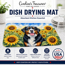 Load image into Gallery viewer, Bernese Mountain Dog in Sunflowers Dish Drying Mat Absorbent Dish Drying Mat Pad for Kitchen Counter Dish Drainer Mat for Countertop, 14 x 21", Multicolor