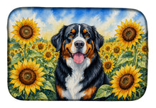 Load image into Gallery viewer, Bernese Mountain Dog in Sunflowers Dish Drying Mat Absorbent Dish Drying Mat Pad for Kitchen Counter Dish Drainer Mat for Countertop, 14 x 21", Multicolor