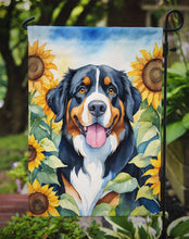 Load image into Gallery viewer, Bernese Mountain Dog in Sunflowers Garden Flag – Bright Dog-Themed Yard Decor