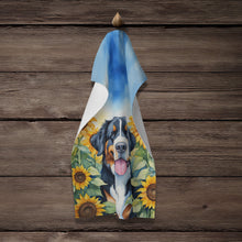 Load image into Gallery viewer, Bernese Mountain Dog in Sunflowers Kitchen Towel