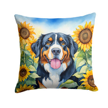 Load image into Gallery viewer, Bernese Mountain Dog in Sunflowers Throw Pillow