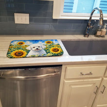 Load image into Gallery viewer, Bichon Frise in Sunflowers Dish Drying Mat Absorbent Dish Drying Mat Pad for Kitchen Counter Dish Drainer Mat for Countertop, 14 x 21", Multicolor