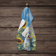 Load image into Gallery viewer, Bichon Frise in Sunflowers Kitchen Towel