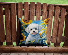 Load image into Gallery viewer, Bichon Frise in Sunflowers Throw Pillow - 14x14 Decorative Pillow – Art for Your Home &amp; Patio