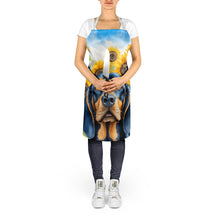 Load image into Gallery viewer, Black and Tan Coonhound in Sunflowers Apron – Artist-Designed Kitchen, BBQ &amp; Craft Apron