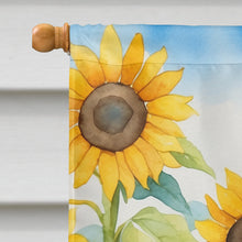 Load image into Gallery viewer, Black and Tan Coonhound in Sunflowers House Flag