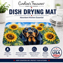 Load image into Gallery viewer, Black and Tan Coonhound in Sunflowers Dish Drying Mat Absorbent Dish Drying Mat Pad for Kitchen Counter Dish Drainer Mat for Countertop, 14 x 21", Multicolor