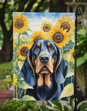 Load image into Gallery viewer, Black and Tan Coonhound in Sunflowers Garden Flag – Bright Dog-Themed Yard Decor