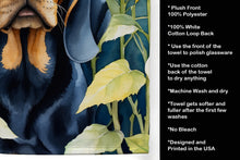 Load image into Gallery viewer, Black and Tan Coonhound in Sunflowers Kitchen Towel