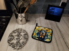 Load image into Gallery viewer, Black and Tan Coonhound in Sunflowers Pot Holders - Set of 2 Decorative Kitchen Helpers | Made in the USA