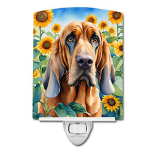 Load image into Gallery viewer, Bloodhound in Sunflowers Ceramic Night Light