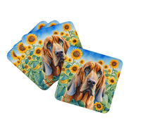 Load image into Gallery viewer, Bloodhound in Sunflowers Coasters - Set of 4 Lightweight Foam, Absorbent Drink Coasters