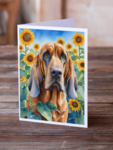 Load image into Gallery viewer, Bloodhound in Sunflowers Greeting Cards - Blank Note Cards – 8-Pack of Artist-Designed Cards with Envelopes
