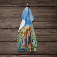 Load image into Gallery viewer, Bloodhound in Sunflowers Kitchen Towel