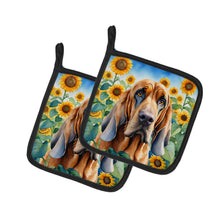 Load image into Gallery viewer, Bloodhound in Sunflowers Pot Holders - Set of 2 Decorative Kitchen Helpers | Made in the USA