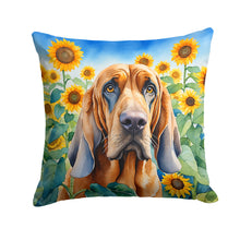 Load image into Gallery viewer, Bloodhound in Sunflowers Throw Pillow - 14x14 Decorative Pillow – Art for Your Home &amp; Patio