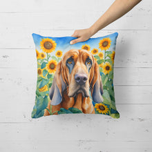 Load image into Gallery viewer, Bloodhound in Sunflowers Throw Pillow