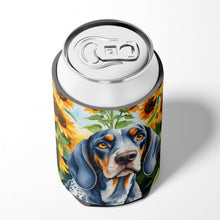 Load image into Gallery viewer, Bluetick Coonhound in Sunflowers Can or Bottle Hugger