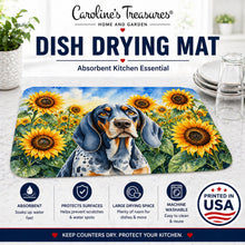 Load image into Gallery viewer, Bluetick Coonhound in Sunflowers Dish Drying Mat Absorbent Dish Drying Mat Pad for Kitchen Counter Dish Drainer Mat for Countertop, 14 x 21", Multicolor