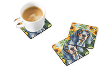 Load image into Gallery viewer, Bluetick Coonhound in Sunflowers Coasters - Set of 4 Lightweight Foam, Absorbent Drink Coasters