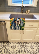 Load image into Gallery viewer, Bluetick Coonhound in Sunflowers Kitchen Towel