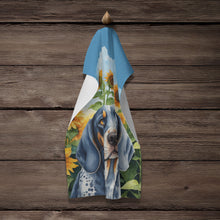 Load image into Gallery viewer, Bluetick Coonhound in Sunflowers Kitchen Towel