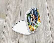 Load image into Gallery viewer, Bluetick Coonhound in Sunflowers Compact Mirror – Stylish Purse Mirror with Artistic Covers