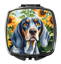 Load image into Gallery viewer, Bluetick Coonhound in Sunflowers Compact Mirror – Stylish Purse Mirror with Artistic Covers