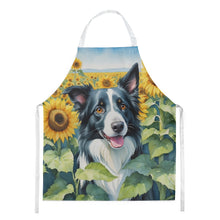 Load image into Gallery viewer, Border Collie in Sunflowers Apron – Artist-Designed Kitchen, BBQ &amp; Craft Apron