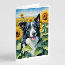 Load image into Gallery viewer, Border Collie in Sunflowers Greeting Cards - Blank Note Cards – 8-Pack of Artist-Designed Cards with Envelopes