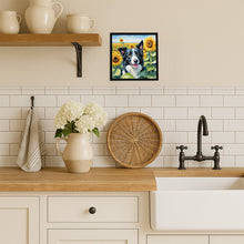 Load image into Gallery viewer, Border Collie in Sunflowers Framed Metal Print