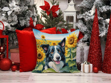 Load image into Gallery viewer, Border Collie in Sunflowers Throw Pillow - 14x14 Decorative Pillow – Art for Your Home &amp; Patio