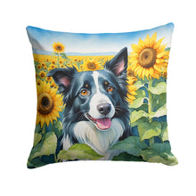 Load image into Gallery viewer, Border Collie in Sunflowers Throw Pillow - 14x14 Decorative Pillow – Art for Your Home &amp; Patio