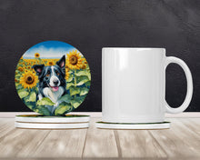 Load image into Gallery viewer, Border Collie in Sunflowers Large Sandstone Coasters Pack of 4