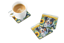 Load image into Gallery viewer, Border Collie in Sunflowers Coasters - Set of 4 Lightweight Foam, Absorbent Drink Coasters