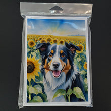 Load image into Gallery viewer, Border Collie in Sunflowers Greeting Cards - Blank Note Cards – 8-Pack of Artist-Designed Cards with Envelopes