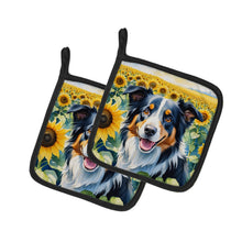Load image into Gallery viewer, Border Collie in Sunflowers Pot Holders - Set of 2 Decorative Kitchen Helpers | Made in the USA
