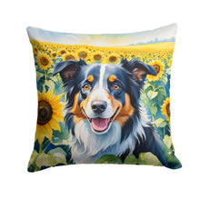 Load image into Gallery viewer, Border Collie in Sunflowers Throw Pillow - 14x14 Decorative Pillow – Art for Your Home &amp; Patio