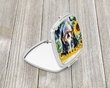 Load image into Gallery viewer, Border Collie in Sunflowers Compact Mirror – Stylish Purse Mirror with Artistic Covers