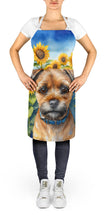 Load image into Gallery viewer, Border Terrier in Sunflowers Apron – Artist-Designed Kitchen, BBQ &amp; Craft Apron