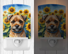Load image into Gallery viewer, Border Terrier in Sunflowers Ceramic Night Light