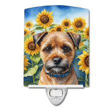 Load image into Gallery viewer, Border Terrier in Sunflowers Ceramic Night Light